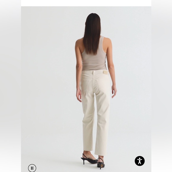 AG Jeans “ag-ed denim, ex-boyfriend slouchy slim” jeans in off-white, size 24. - Picture 3 of 12